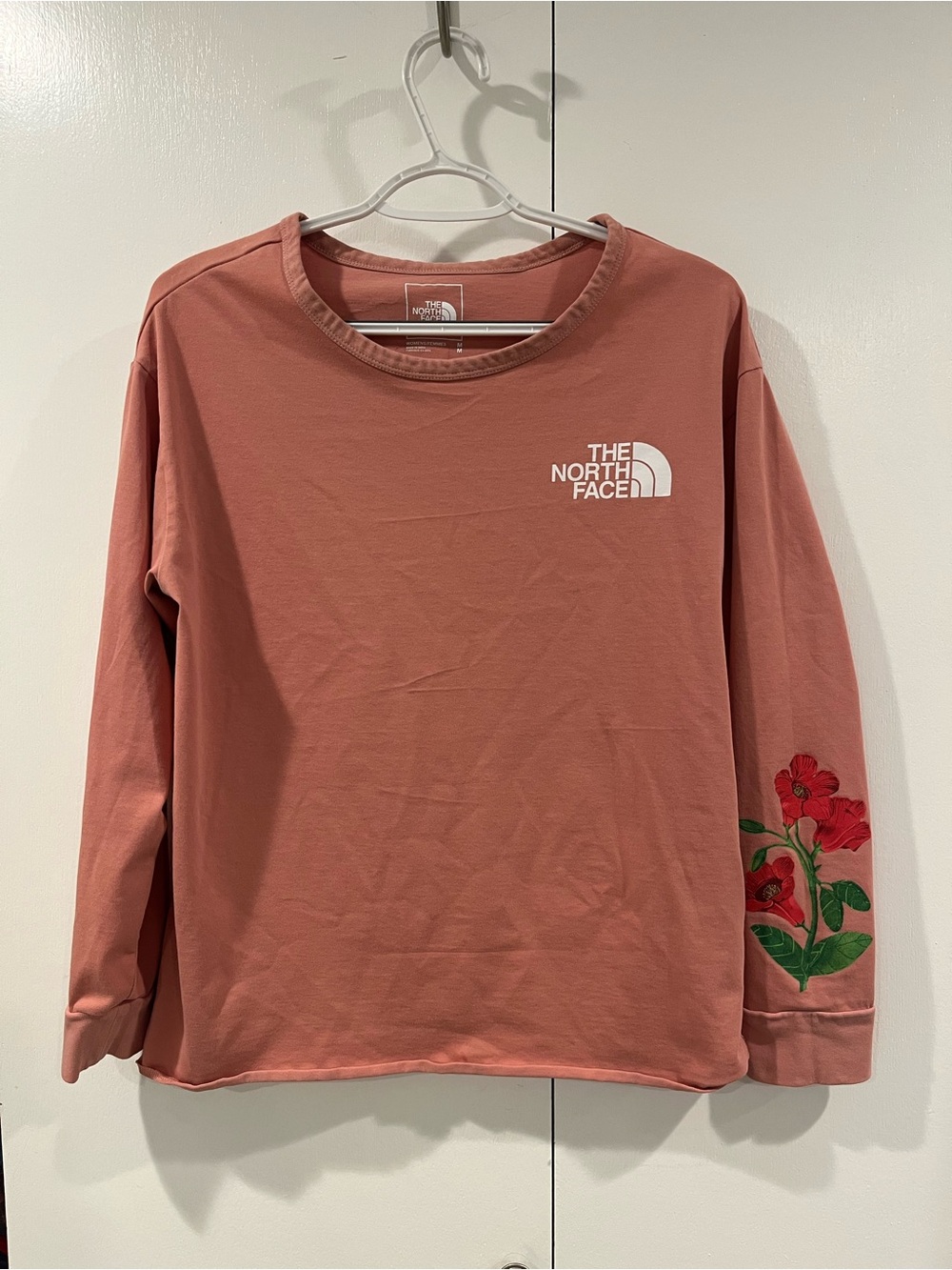 The North Face Rose Coral Long Sleeve Tee with Floral Sleeve Print